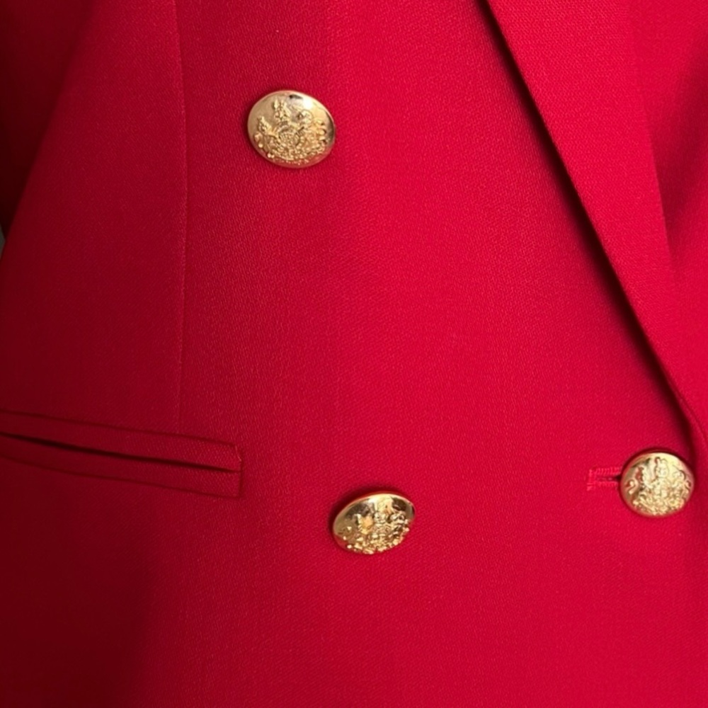 Ralph Lauren Double Breasted Blazer Gold Buttons Worsted Wool Semi Crop Made USA - Picture 9 of 13